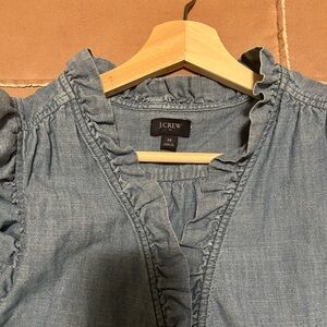 J. Crew Women's Chambray Ruffle Top